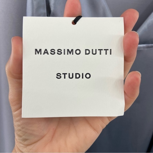 NWT Massimo Dutti Midi Gray Silver Satin Camisole Slip Dress Size Large - Picture 5 of 9